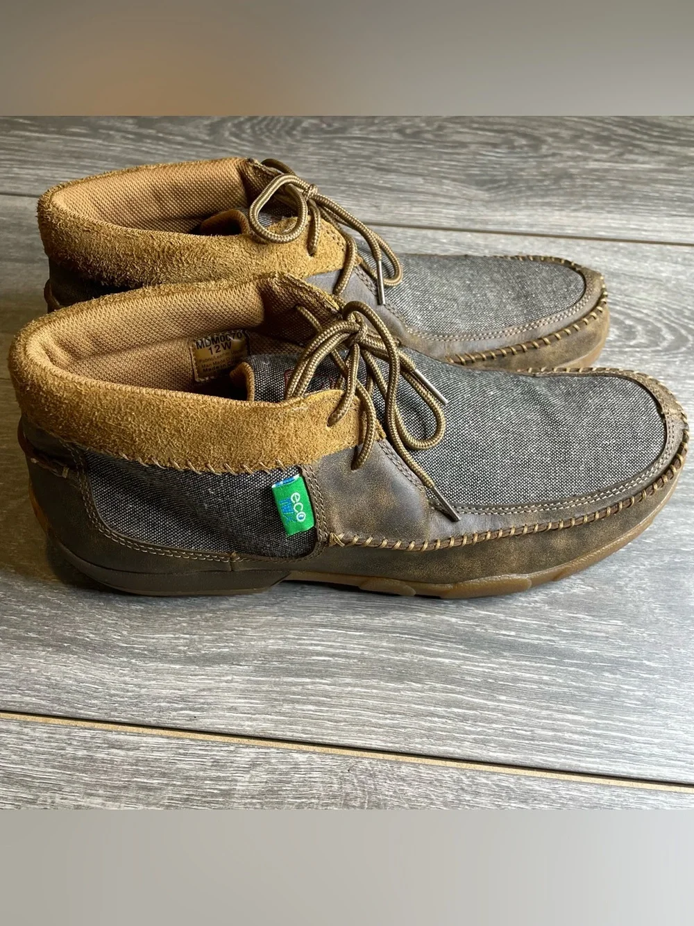 Twisted X Men's MDM0070 Eco Mocs Size 12W Brown Leather Tweed Chukka